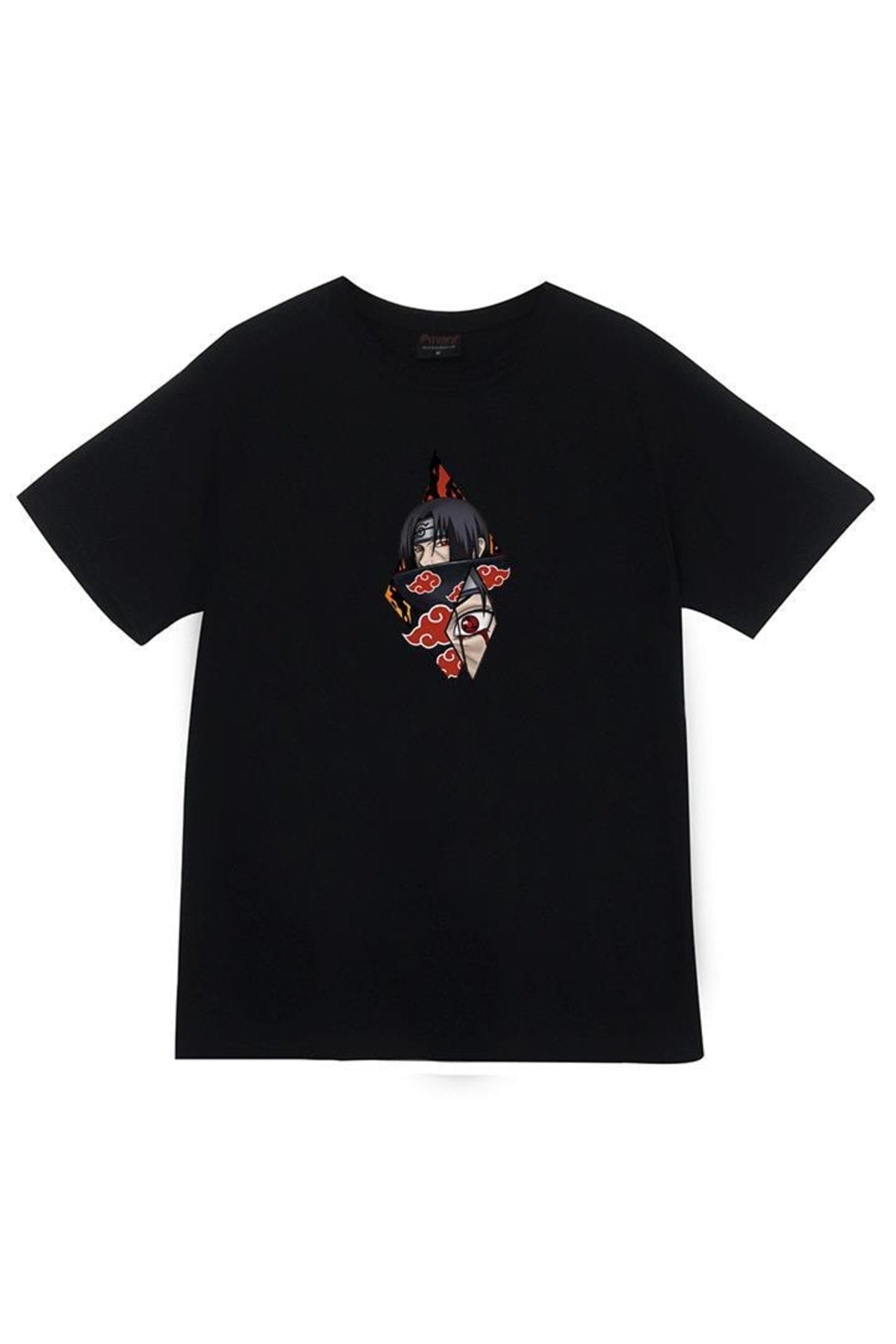 Itachi Uchika Anime Baskılı Unisex %100 Pamuk Siyah T-shirt