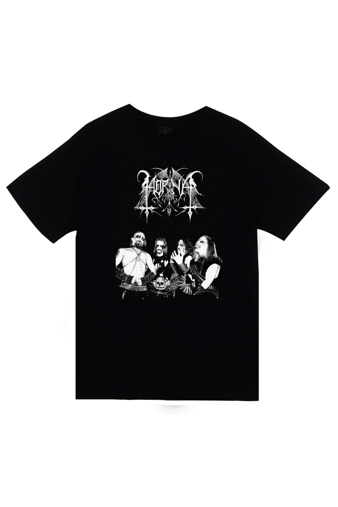 Vorna Müzik Grubu Black metal grup logosu baskılı siyah tişört