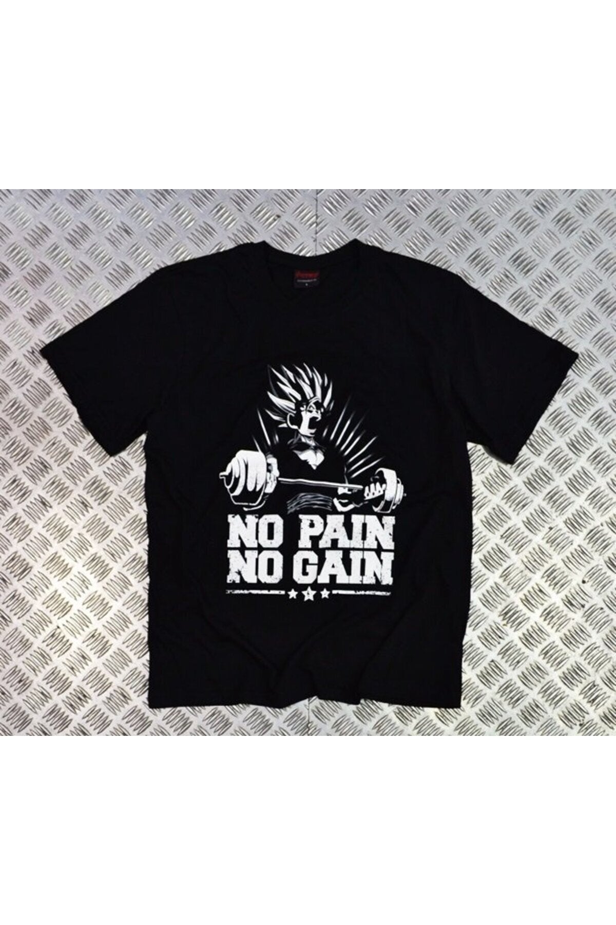 Siyah No Paın No Gaın Baskılı T-shirt