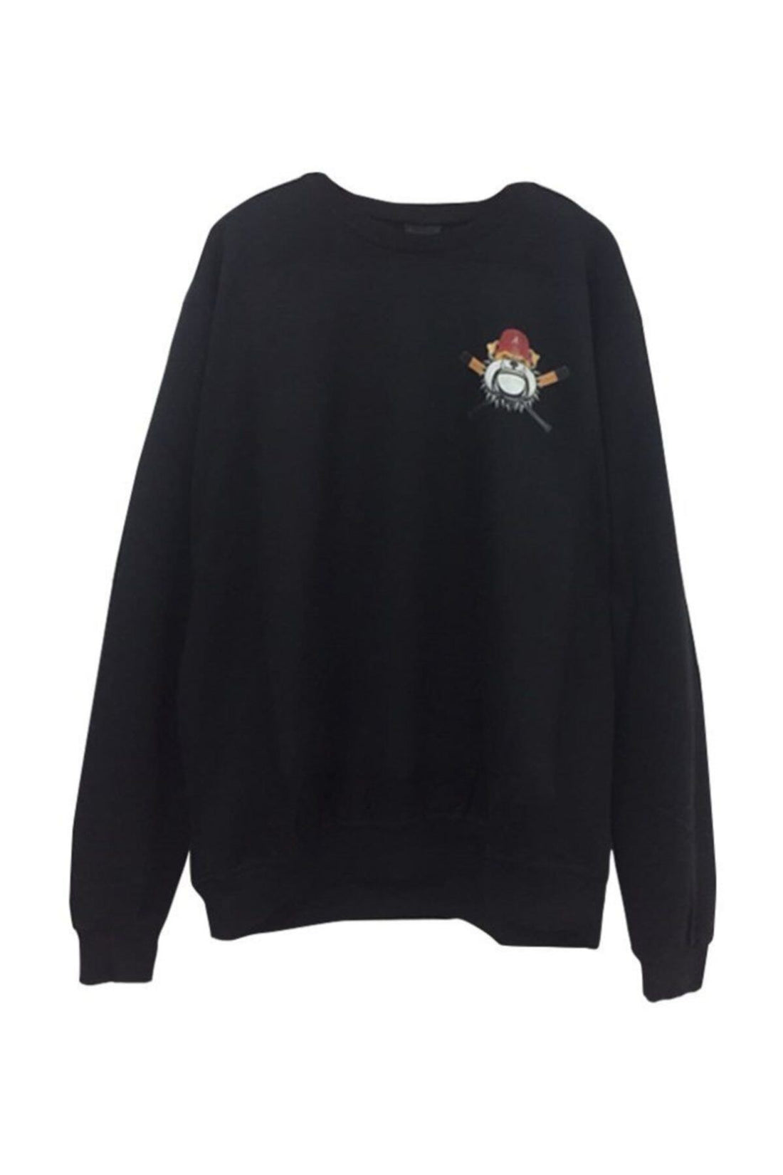 Bulldog baskılı siyah sweatshirt