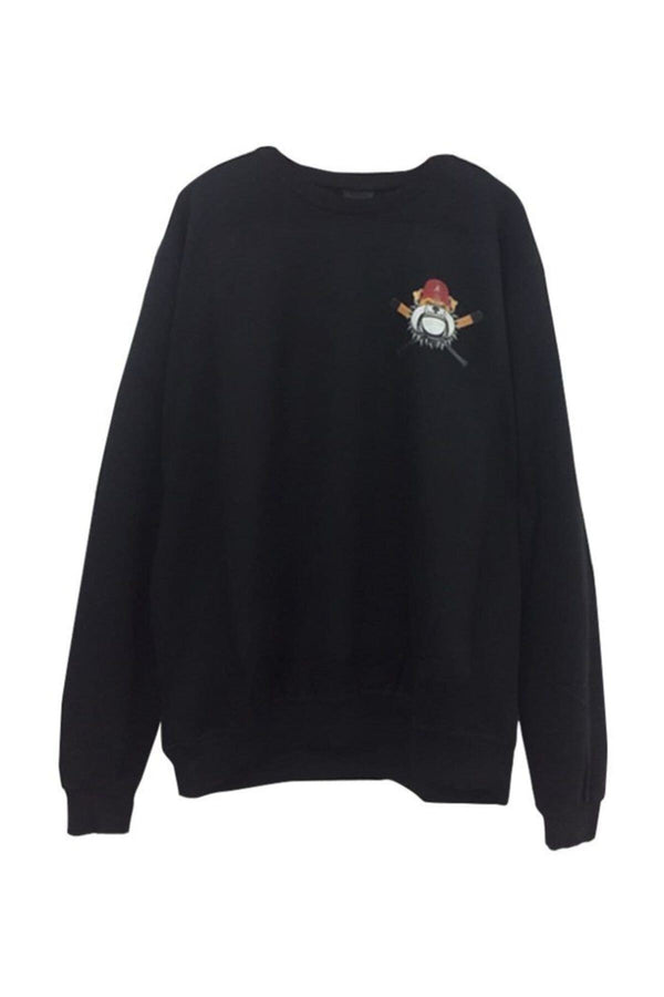 Bulldog baskılı siyah sweatshirt