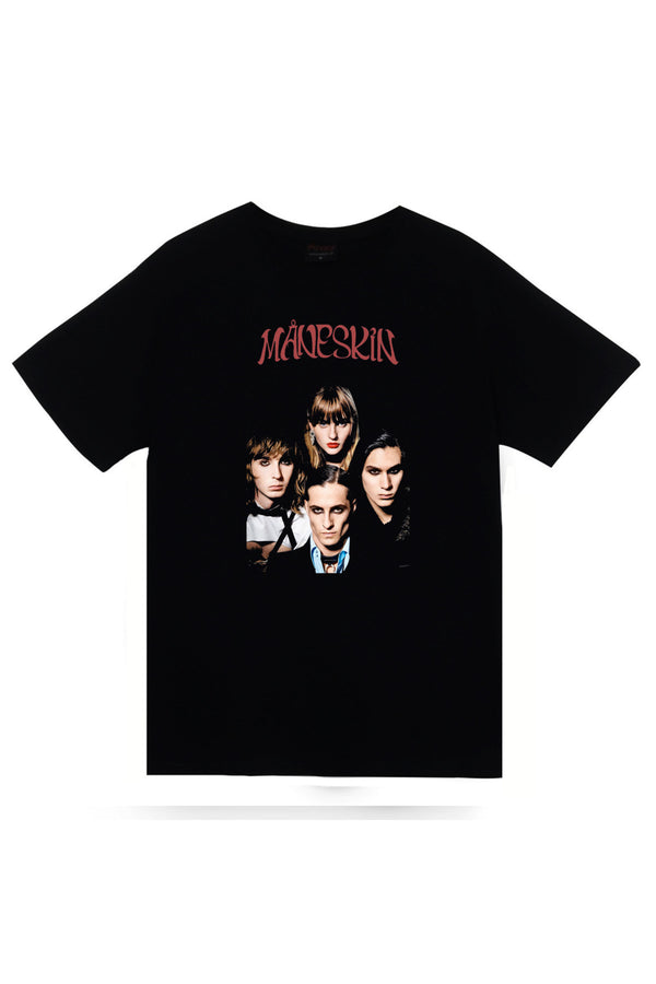 Maneskin baskılı siyah tişört