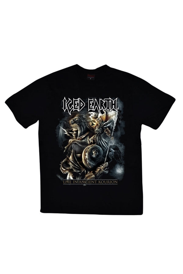 Iced Earth baskılı siyah tişört