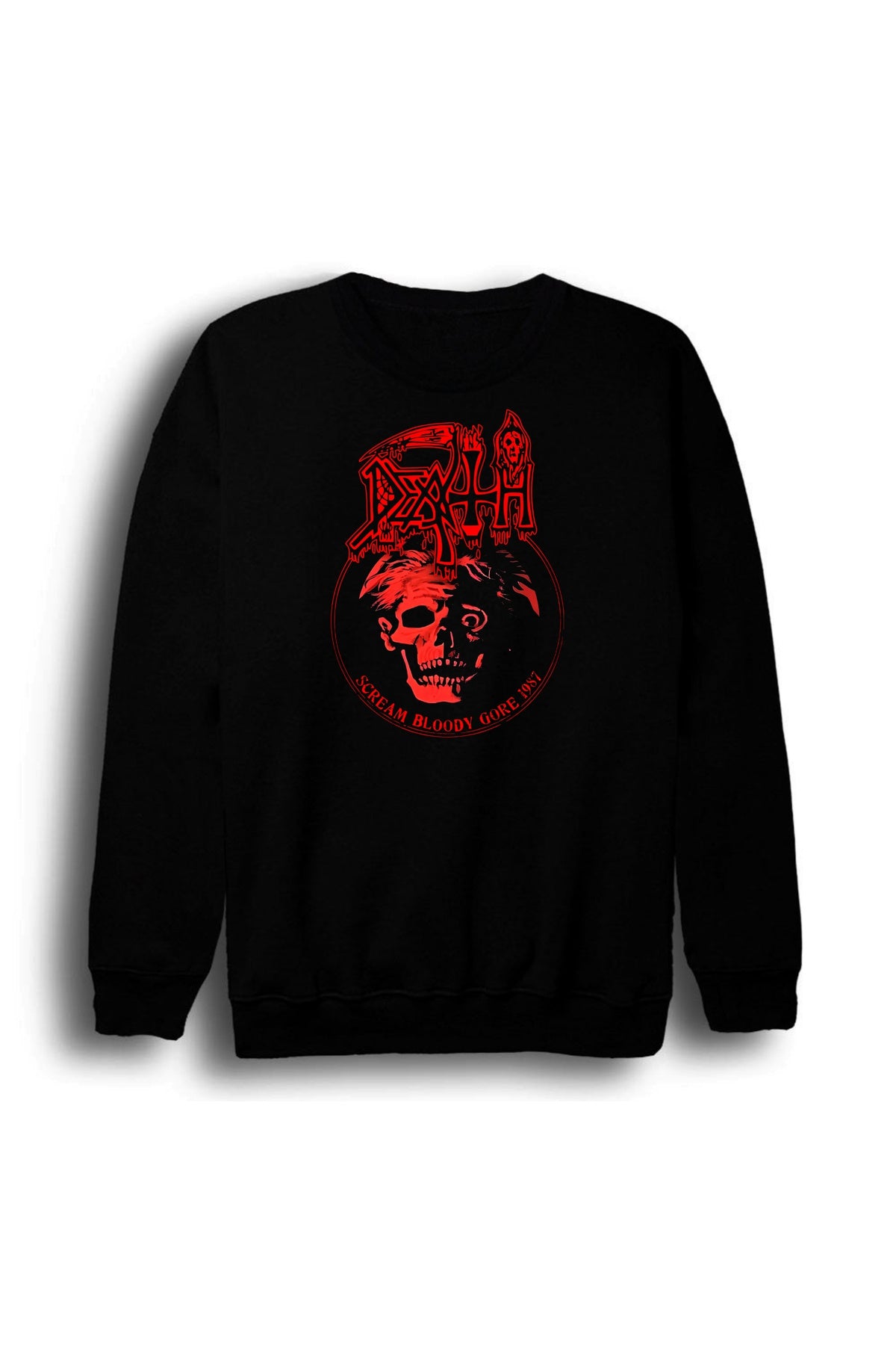 Death - Müzik - Grubu Baskılı Unisex %100 Pamuk Bisiklet Yaka Siyah Sweatshirt