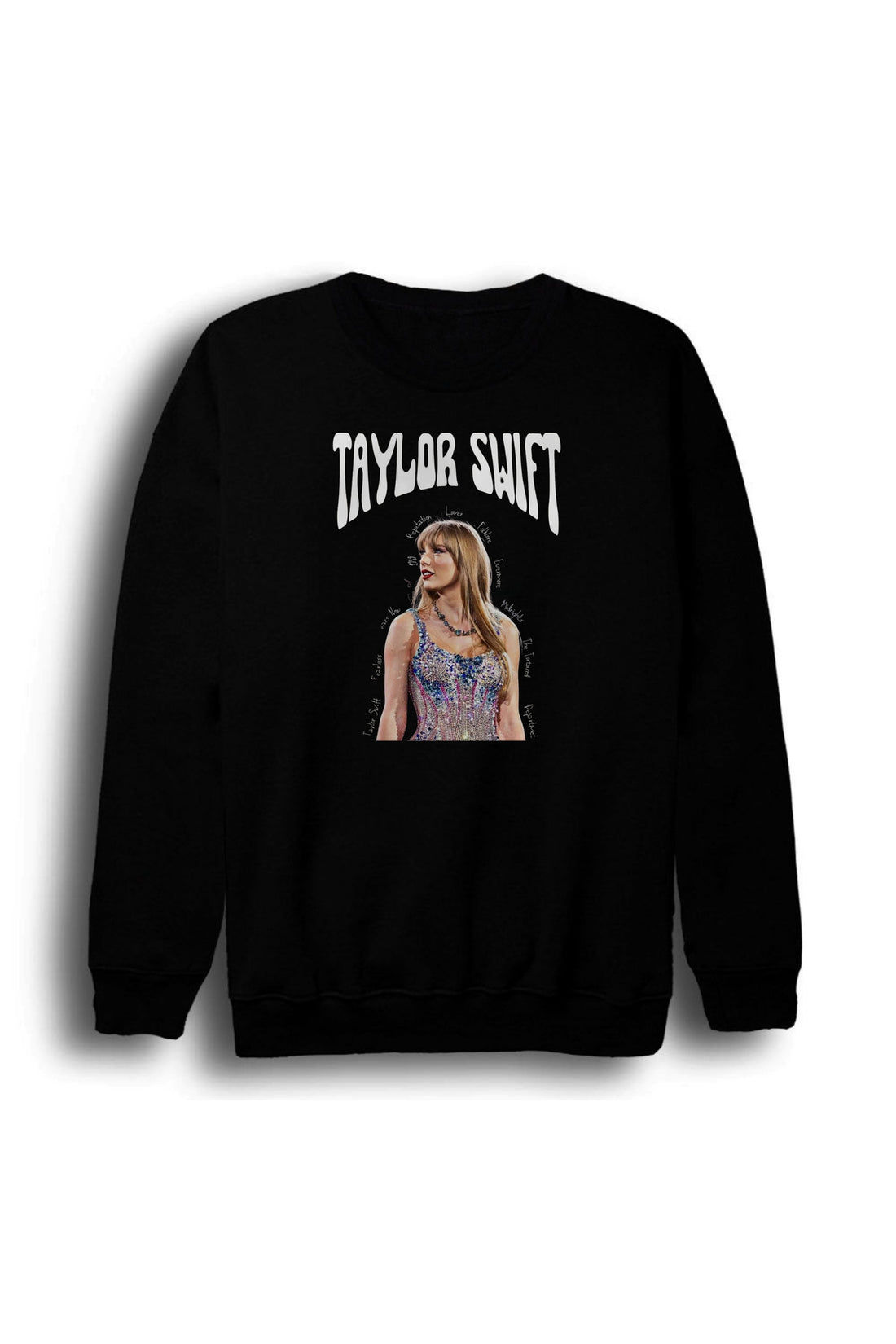Taylor Swift Sahne fotoğrafı ve metal baskılı siyah sweatshirt
