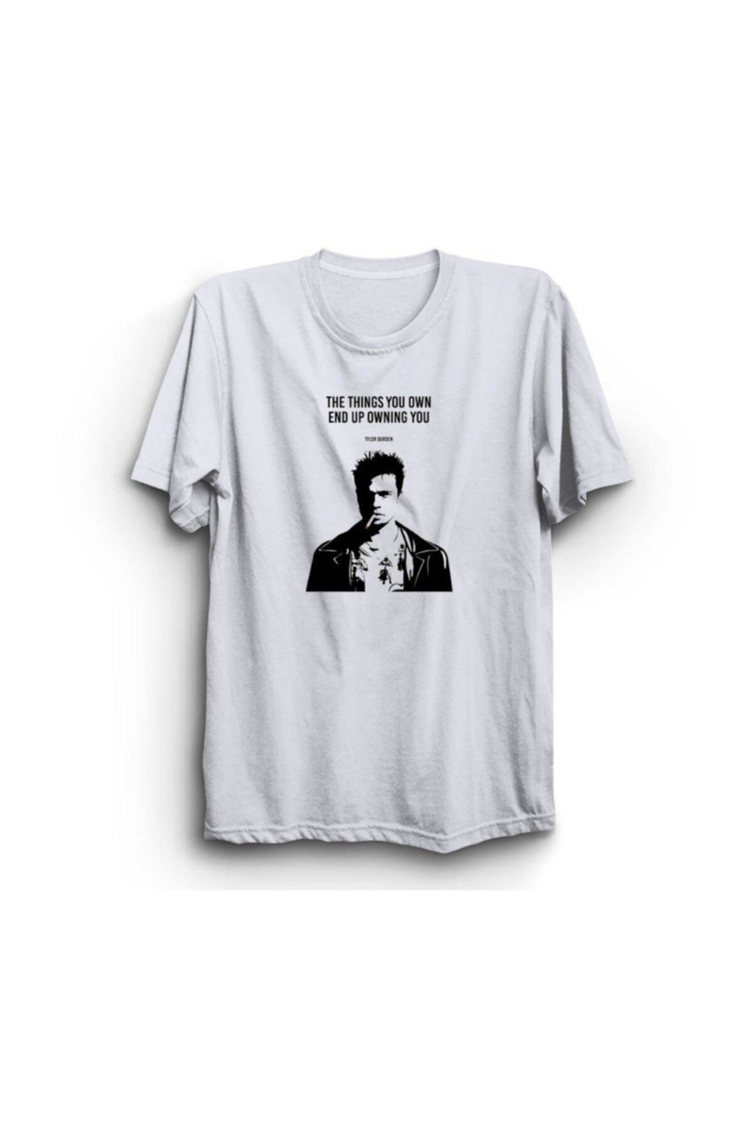 Unisex Beyaz Fight Club Dövüş Kulübü baskılı beyaz tişört