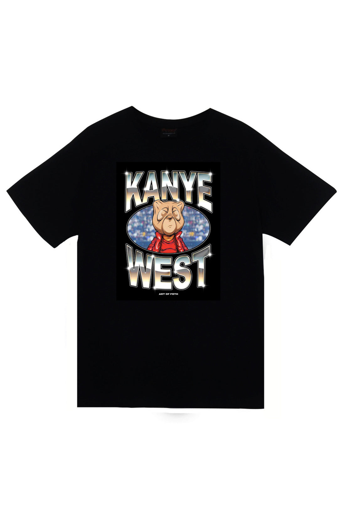 Kanye West Karikatür portreli poster baskılı siyah tişört