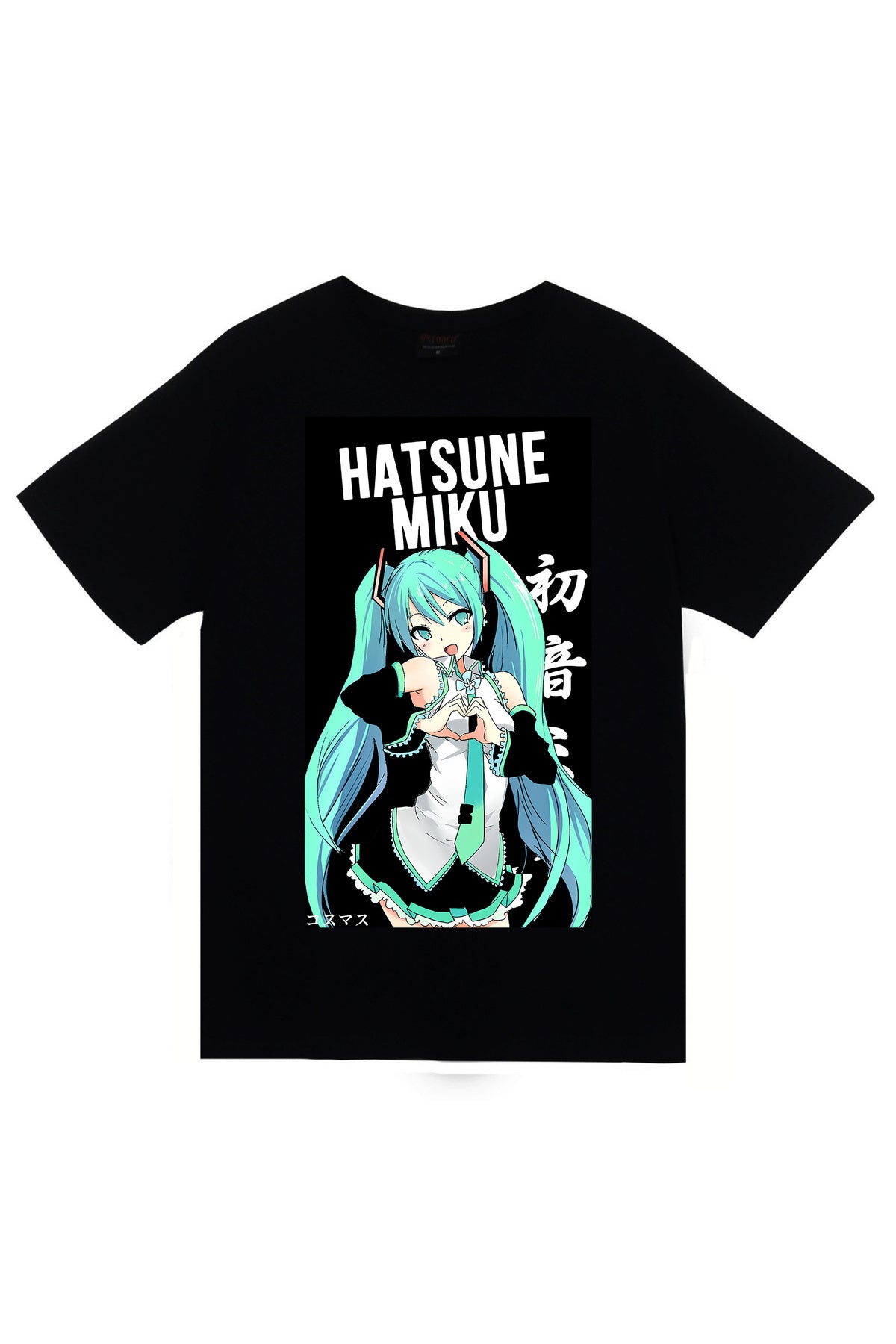 Hatsune Miku Anime Baskılı Unisex %100 Pamuk Siyah T-shirt
