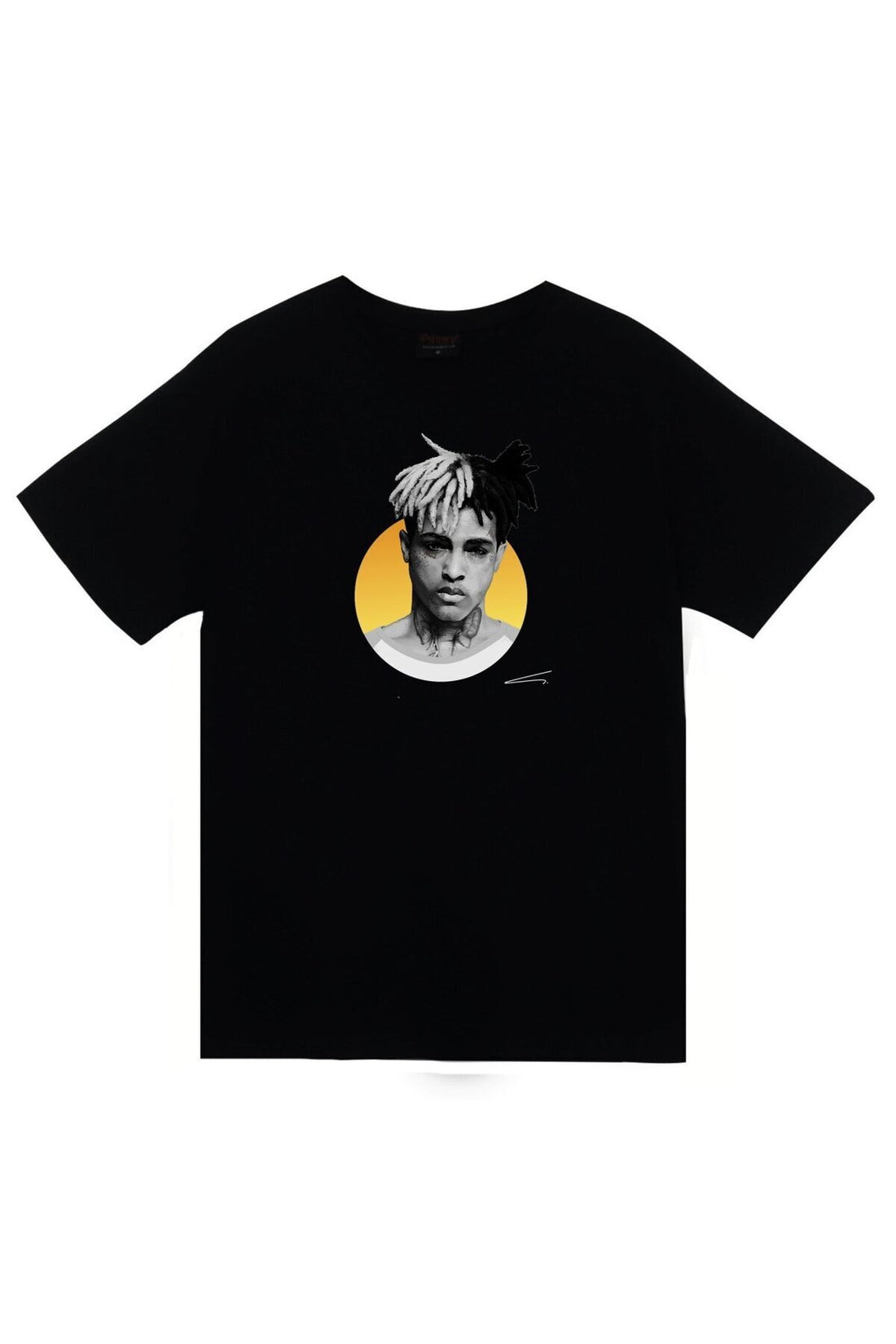 Xxxtentacion Sarı daire önünde sanatçı baskılı siyah tişört