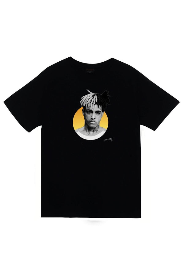 Xxxtentacion Sarı daire önünde sanatçı baskılı siyah tişört