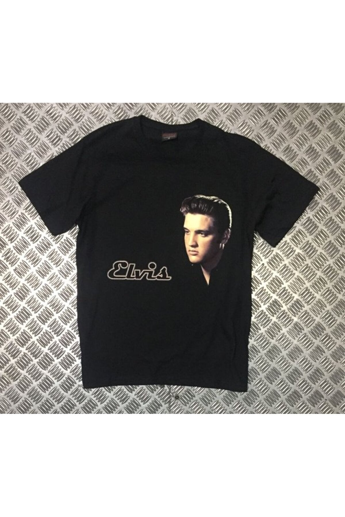 Elvis Presley Baskılı Unisex %100 Pamuk Siyah T-shirt