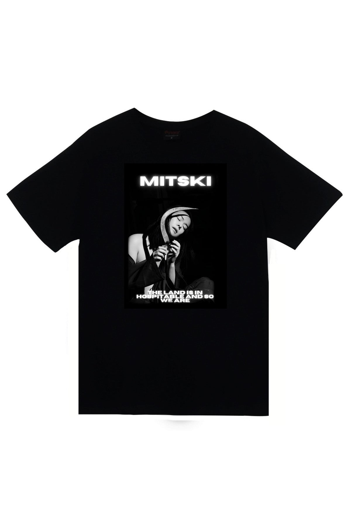 Mitski Baskılı Unisex %100 Pamuk Siyah T-shirt