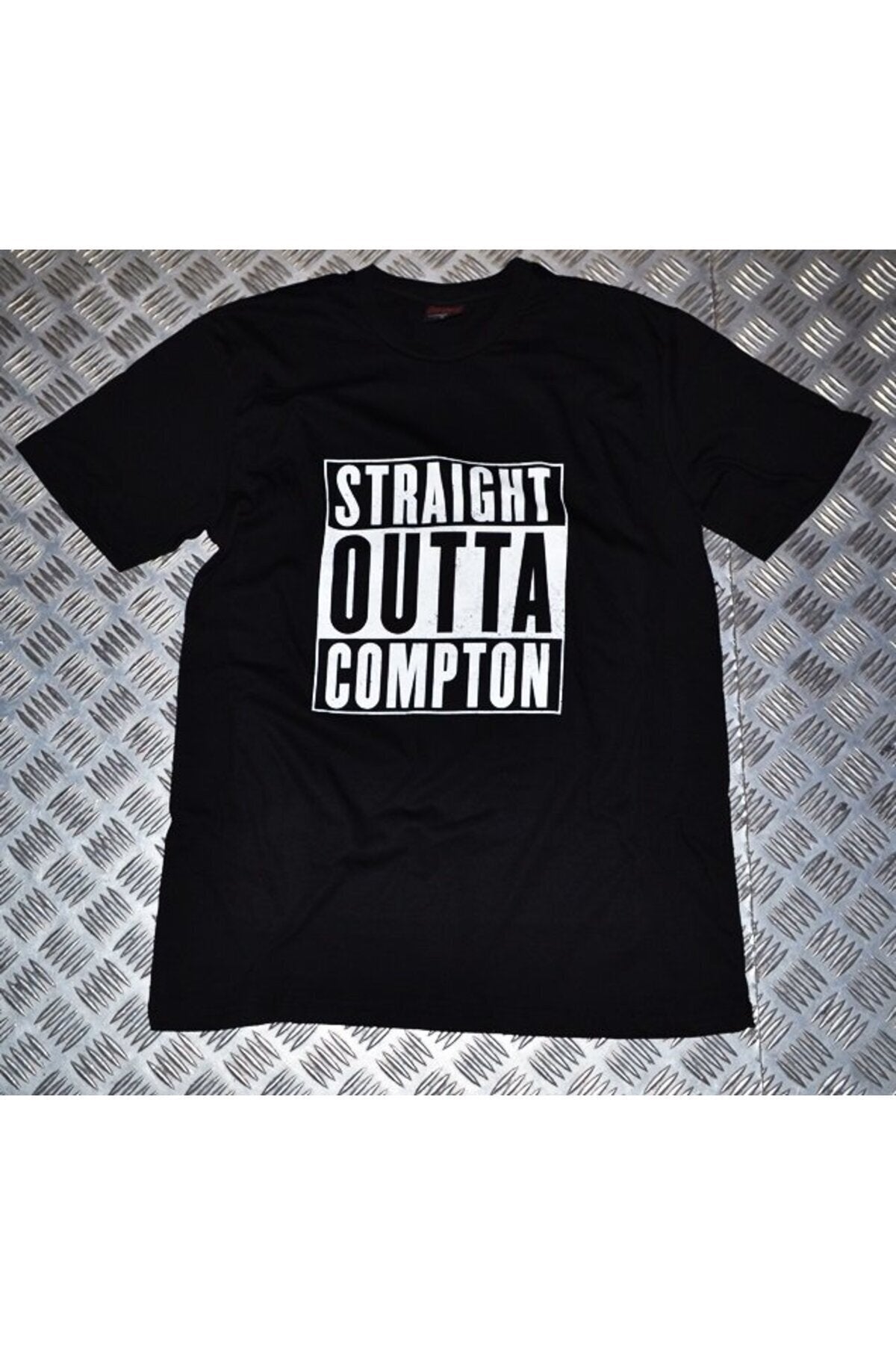 Straıght Outta Compton Baskılı Unisex %100 Pamuk Siyah T-shirt
