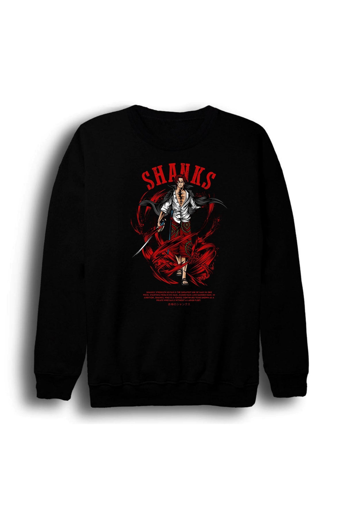 One Piece Shanks - Anime Baskılı Unisex %100 Pamuk Bisiklet Yaka Sweatshirt