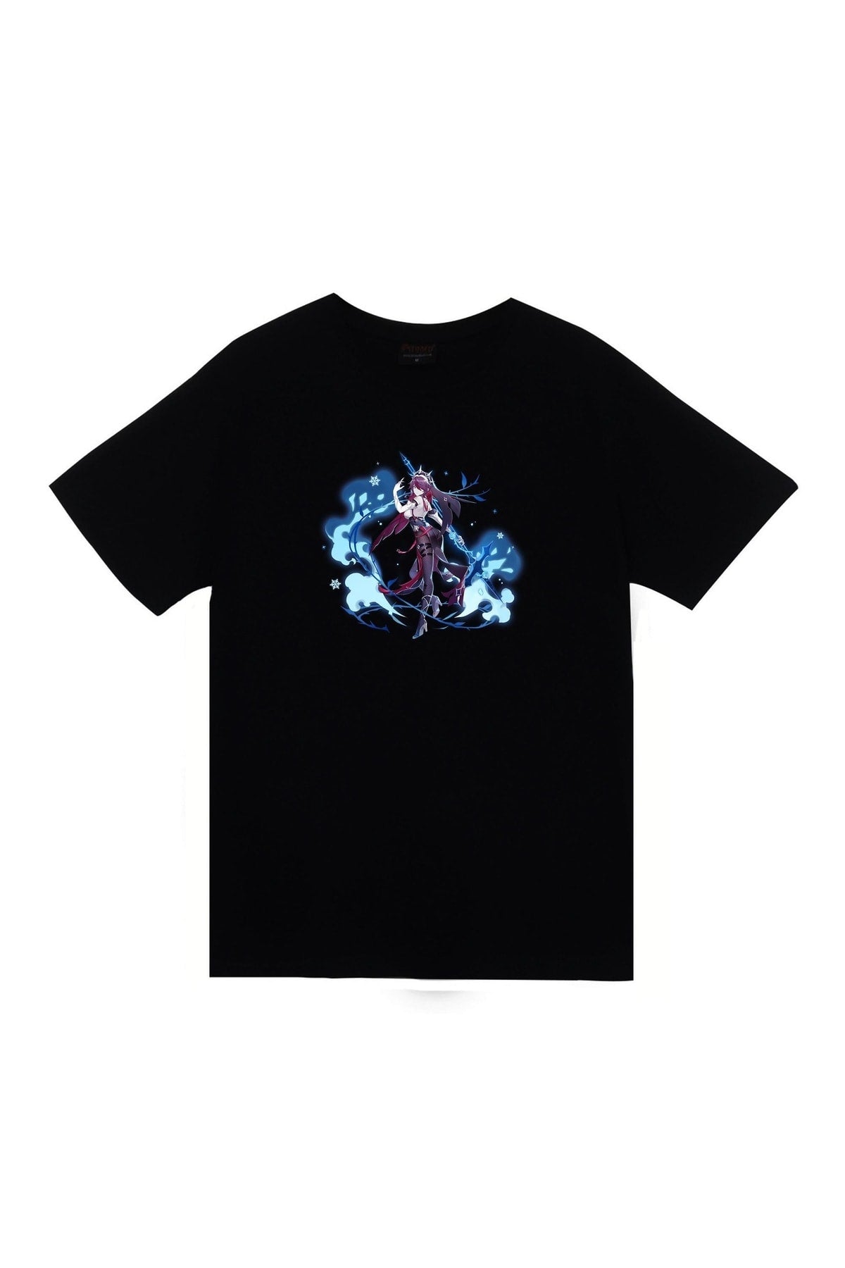 Genshin Impact Anime Baskılı Unisex %100 Pamuk Siyah T-shirt