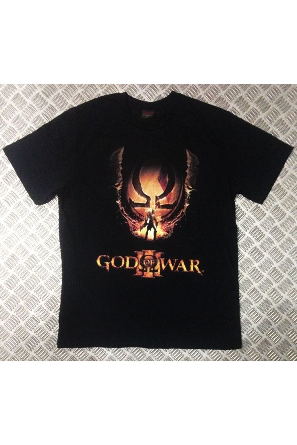 Siyah God Of War Baskılı T-shirt