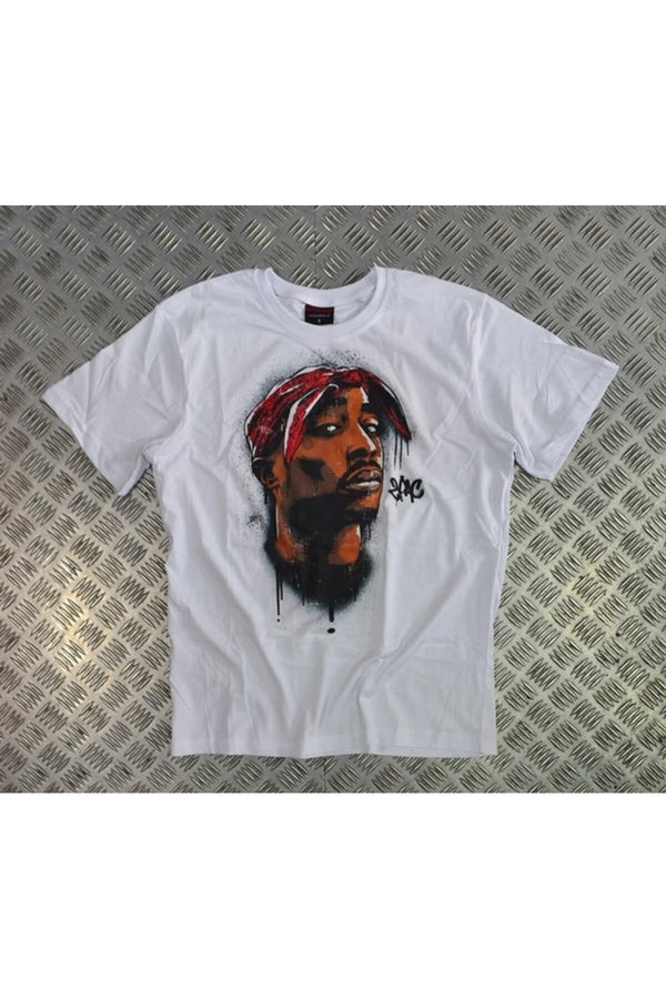 Tupac baskılı beyaz tişört