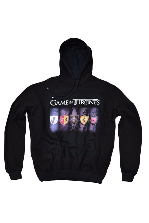 Game Of Thrones Hanedan armaları sıralaması baskılı siyah kapüşonlu sweatshirt