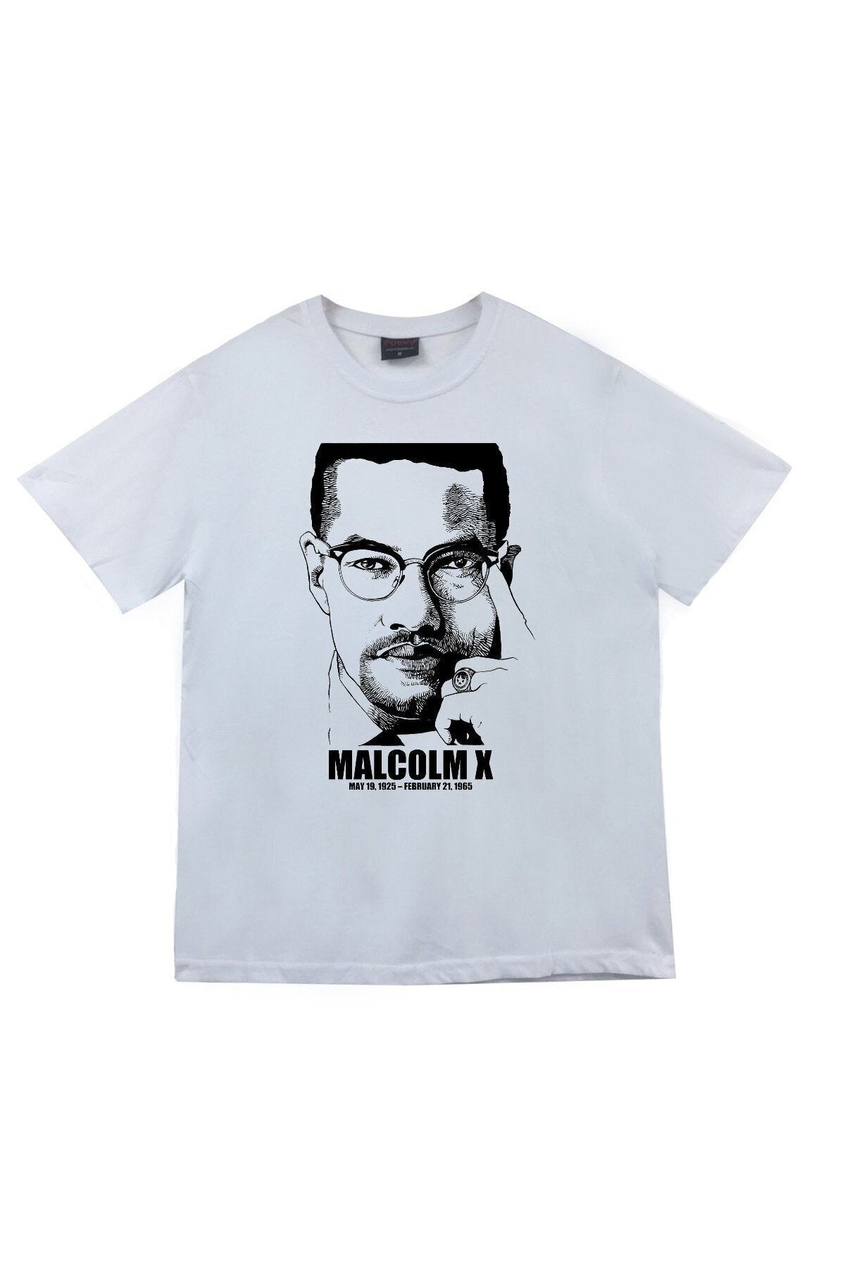 Unisex Beyaz Malcolm X Baskılı T-Shirt