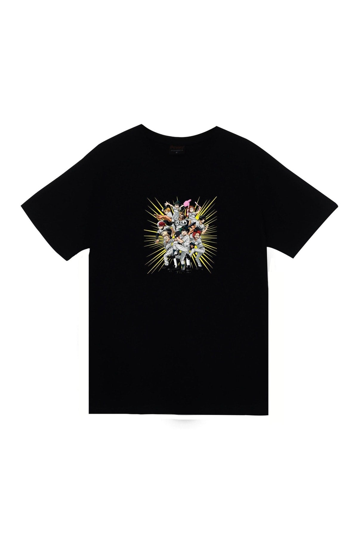 My Hero Academia Anime Baskılı Unisex %100 Pamuk Siyah T-shirt