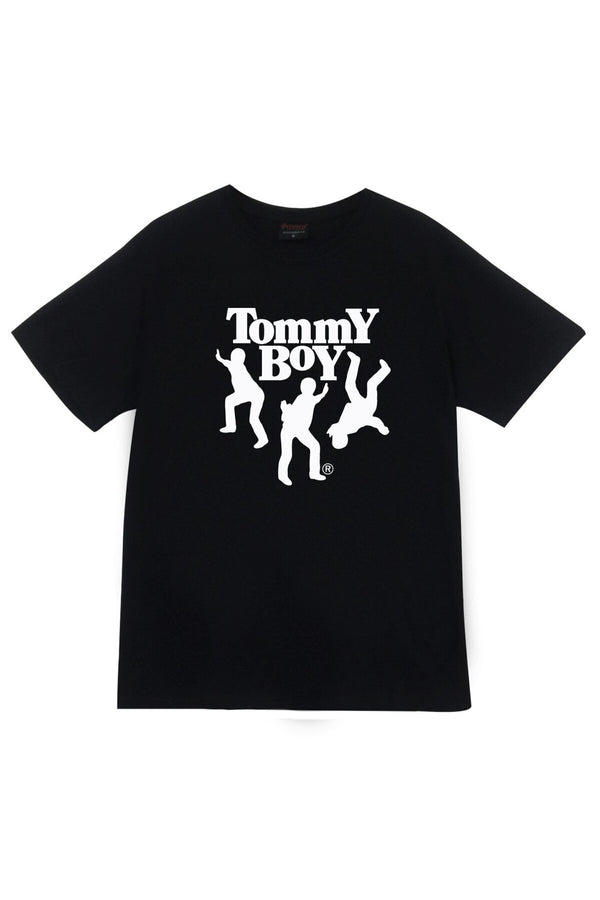 Unisex Siyah Tommy Boy baskılı siyah tişört
