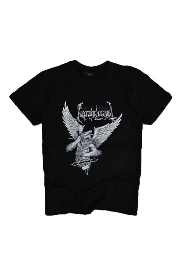 Holocaustıc Goat Metal Grafik baskılı siyah tişört