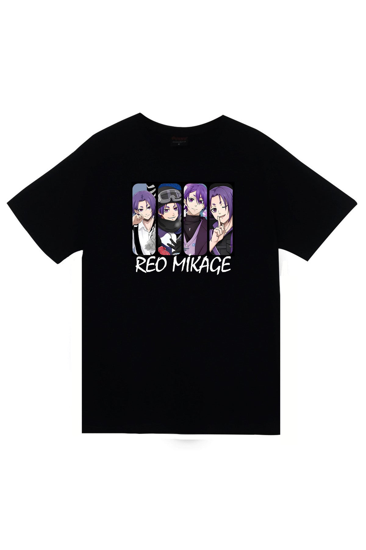 Blue Lock, Reo Mikage Anime Baskılı Unisex %100 Pamuk Siyah T-shirt