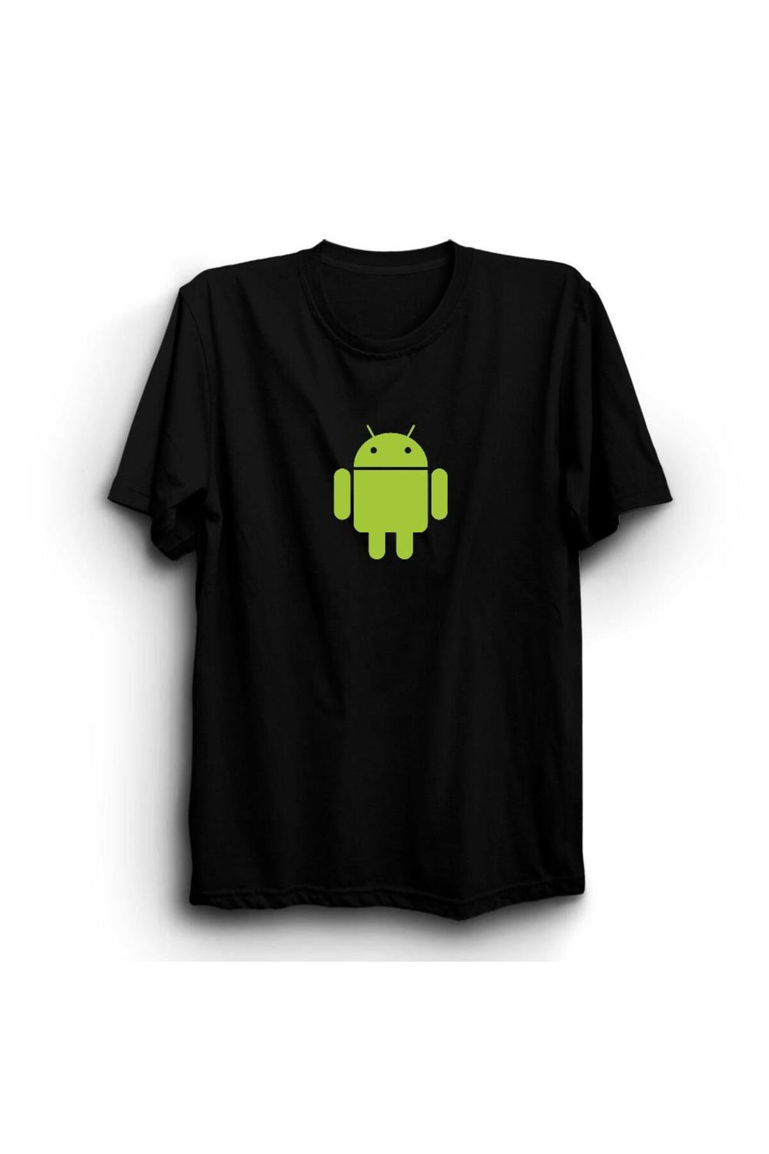 Erkek Android Robot baskılı siyah tişört