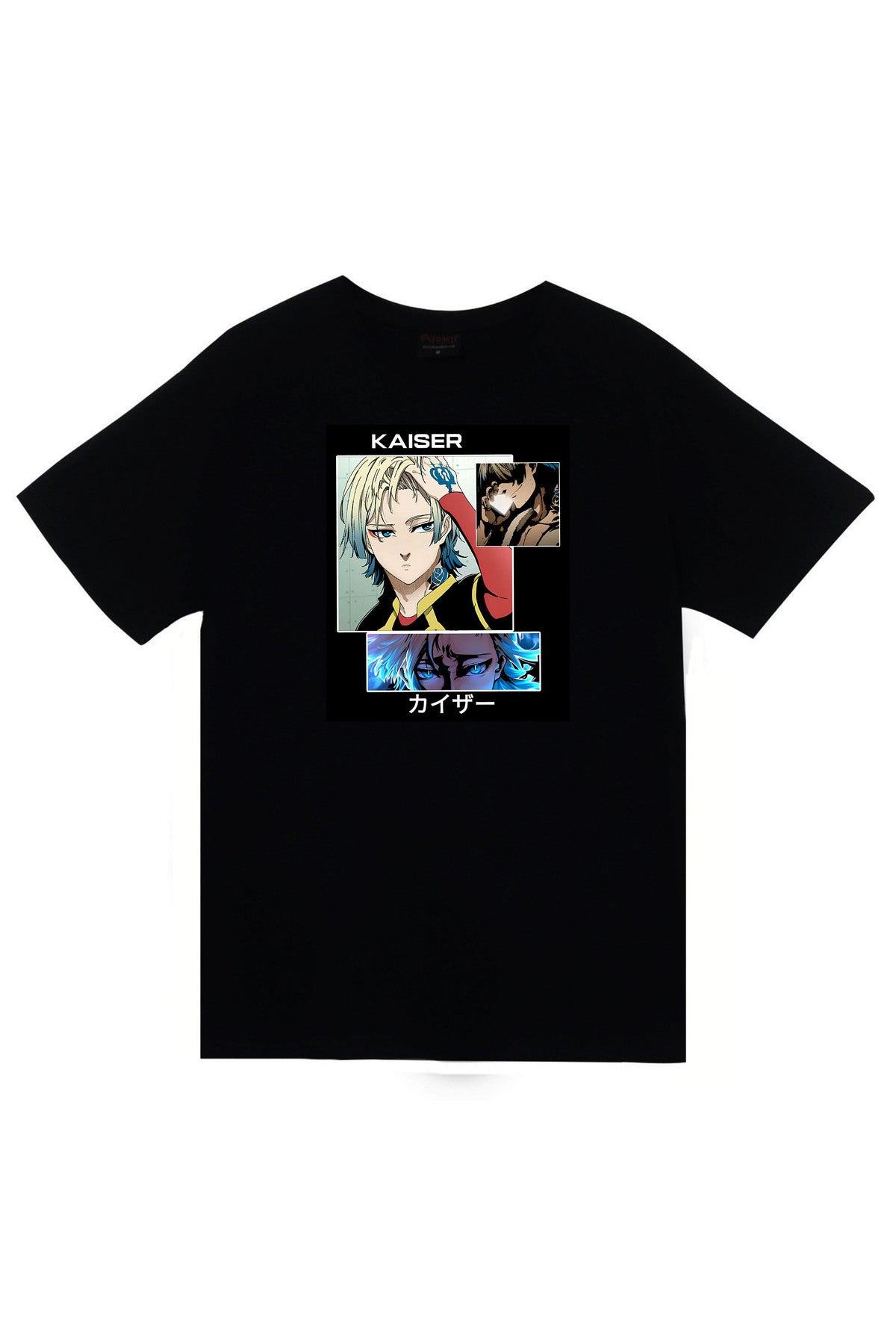 Blue Lock, Michael Kaiser Anime Baskılı Unisex %100 Pamuk Siyah T-shirt