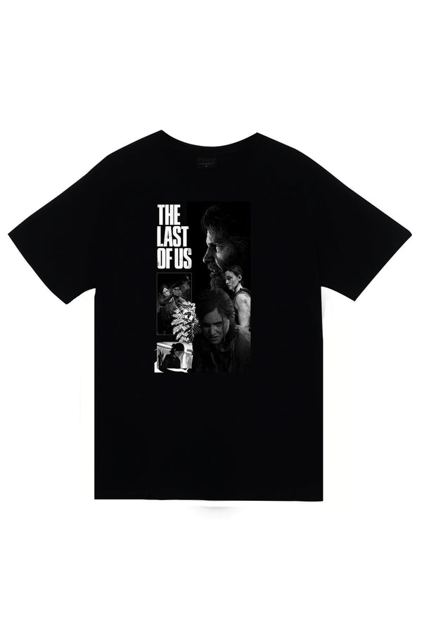 The Last of Us – Ellie & Joel Baskılı Unisex %100 Pamuk Tişört – Siyah