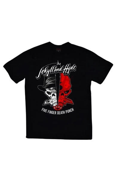 fame-stoned Five Finger Death Punch Baskılı Unisex %100 Pamuk Siyah T-shirt