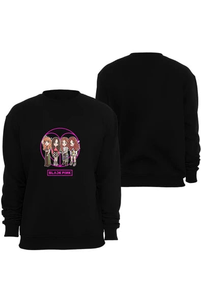 fame-stoned Kpop Blackpink ( Black Pink )baskılı Bisiklet Yaka Sweatshirt