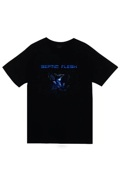 Septicflesh Mavi tonlu albüm baskılı siyah tişört