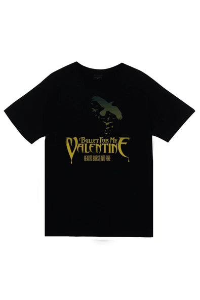 Bullet For My Valentine Hearts Burst Into Fire baskılı siyah tişört