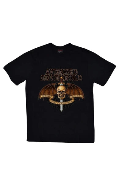 fame-stoned Avenged Sevenfold Baskılı Unisex %100 Pamuk Siyah T-shirt