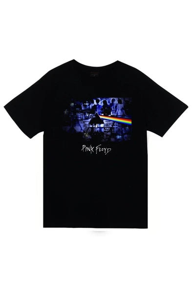 fame-stoned Pink Floyd Baskılı Unisex %100 Pamuk Siyah T-shirt