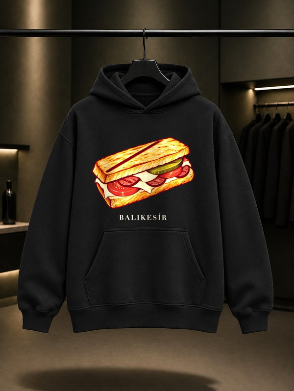 Balıkesir Ayvalık Tostu Kapüşonlu Sweatshirt – Siyah