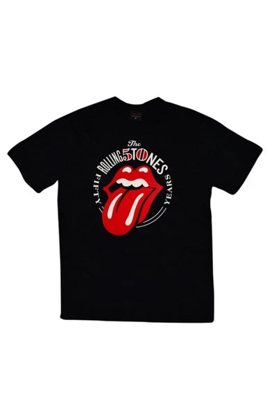 fame-stoned The Rolling Stones Baskılı Unisex %100 Pamuk Siyah T-shirt