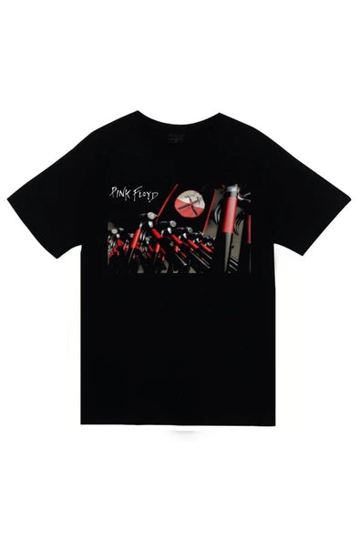 fame-stoned Pink Floyd Baskılı Unisex %100 Pamuk Siyah T-shirt