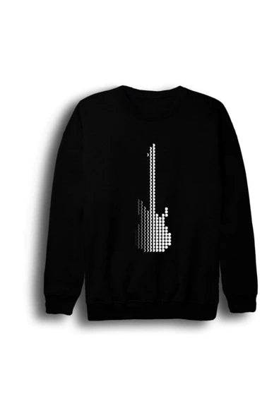 Pink Floyd Piksel/nokta efektiyle dağılan baskılı siyah sweatshirt