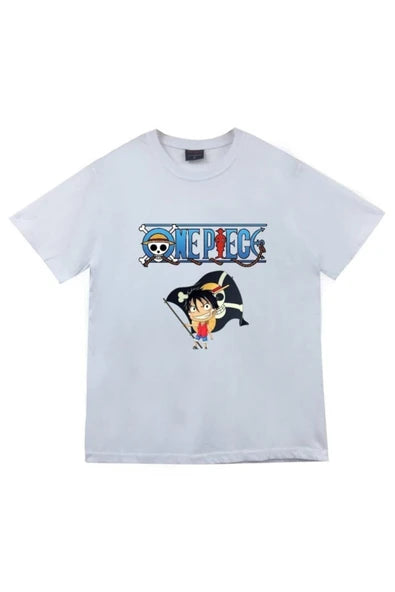 fame-stoned Unisex Beyaz One Piece Baskılı T-shirt