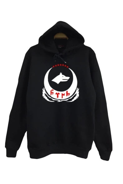 Fame Stoned baskılı siyah kapüşonlu sweatshirt