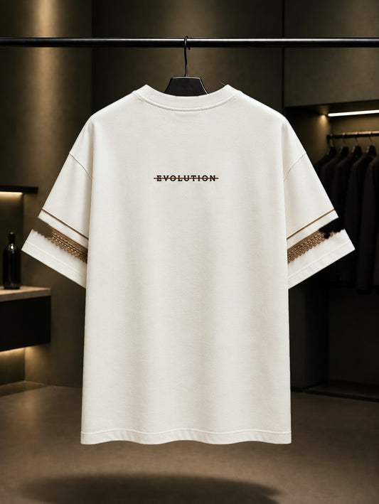 Evolution Oversize Tişört – Krem ön