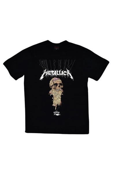 fame-stoned Metallica Baskılı Unisex %100 Pamuk Siyah T-shirt