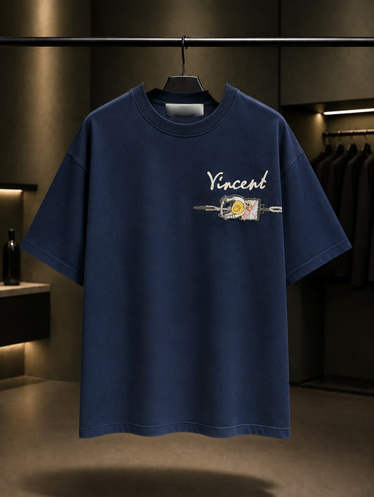 Vincent Bisiklet Oversize Tişört – Lacivert ön