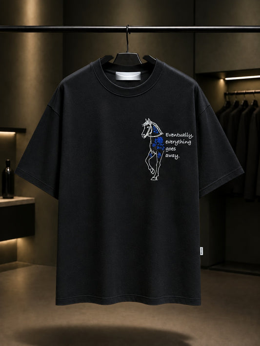 Geçip Giden Oversize Tişört – Siyah ön