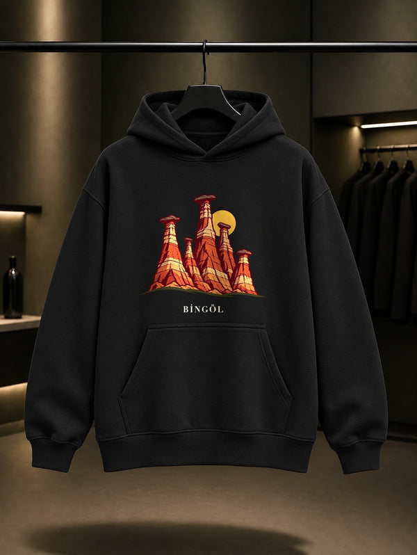 Bingöl Buban Peribacaları Kapüşonlu Sweatshirt – Siyah