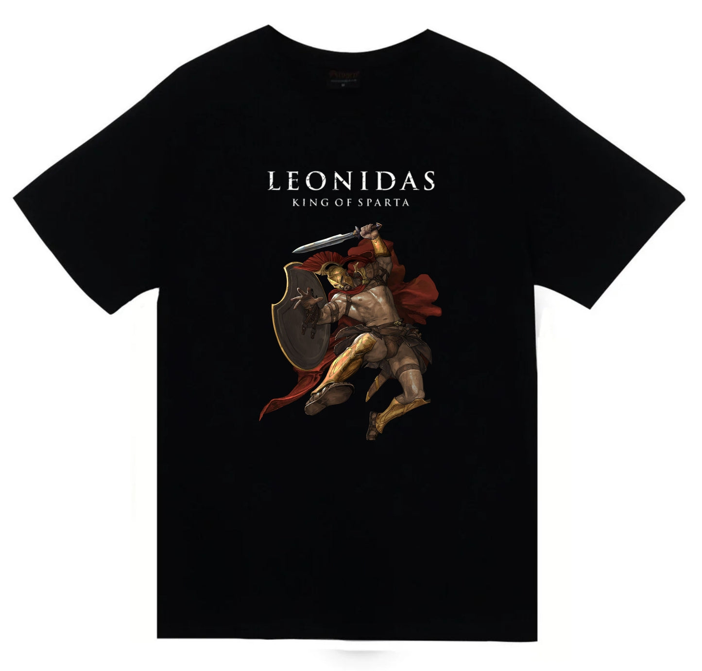 Leonidas - 300 Spartalı - The Spartan Baskılı Unisex %100 Pamuk Siyah T-shirt