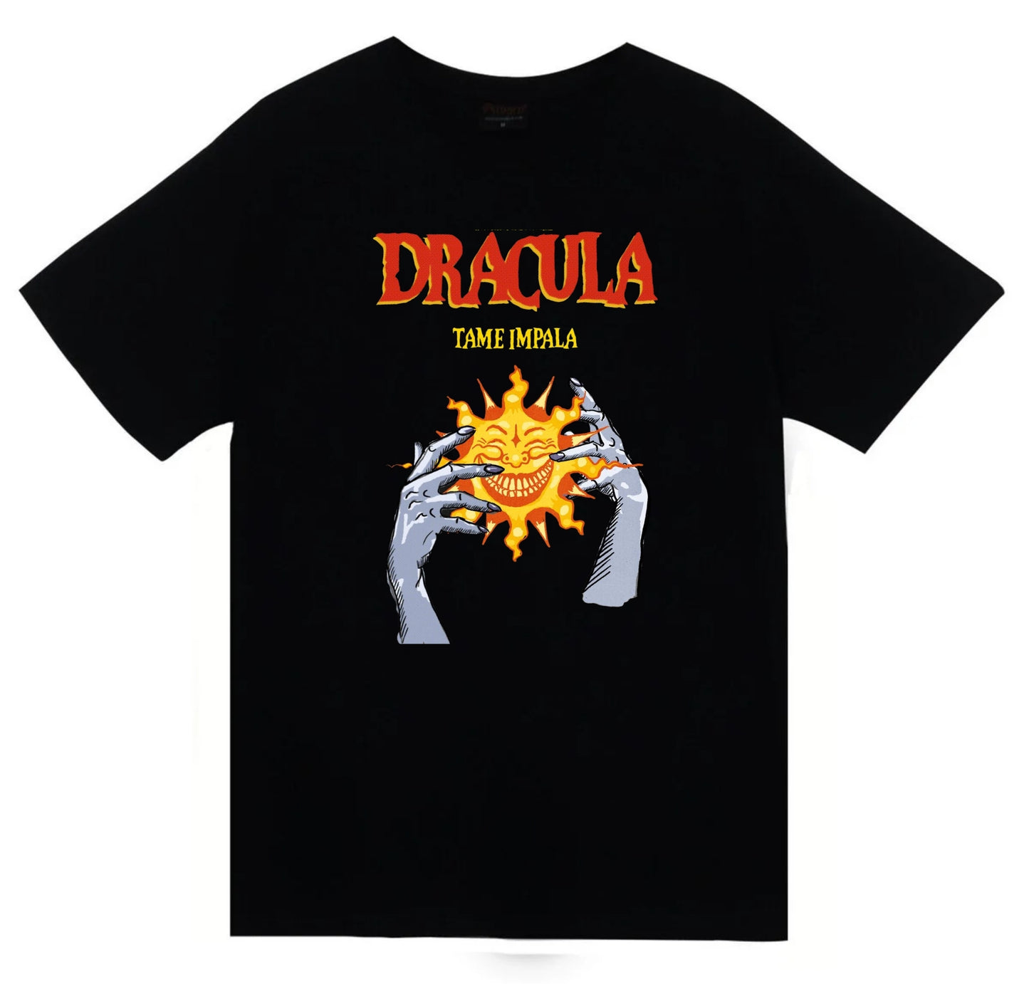 Tame Impala Müzik Grubu - Dracula Baskılı Unisex %100 Pamuk Siyah T-shirt
