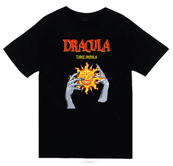 Tame Impala Müzik Grubu - Dracula baskılı siyah tişört